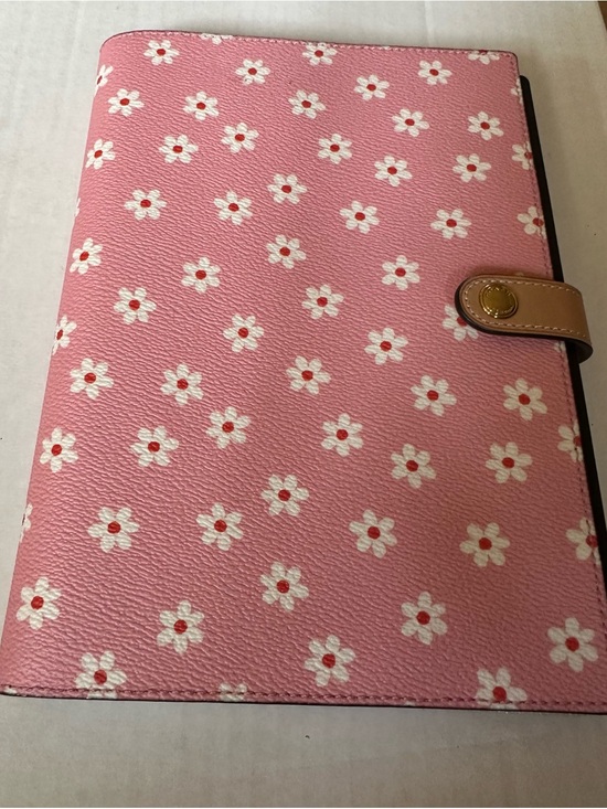 Coach Other - Coach Pink Floral Print Leather Notebook Planner with Snap Closure